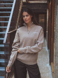 Strick-Halfzip in Braun-Melange