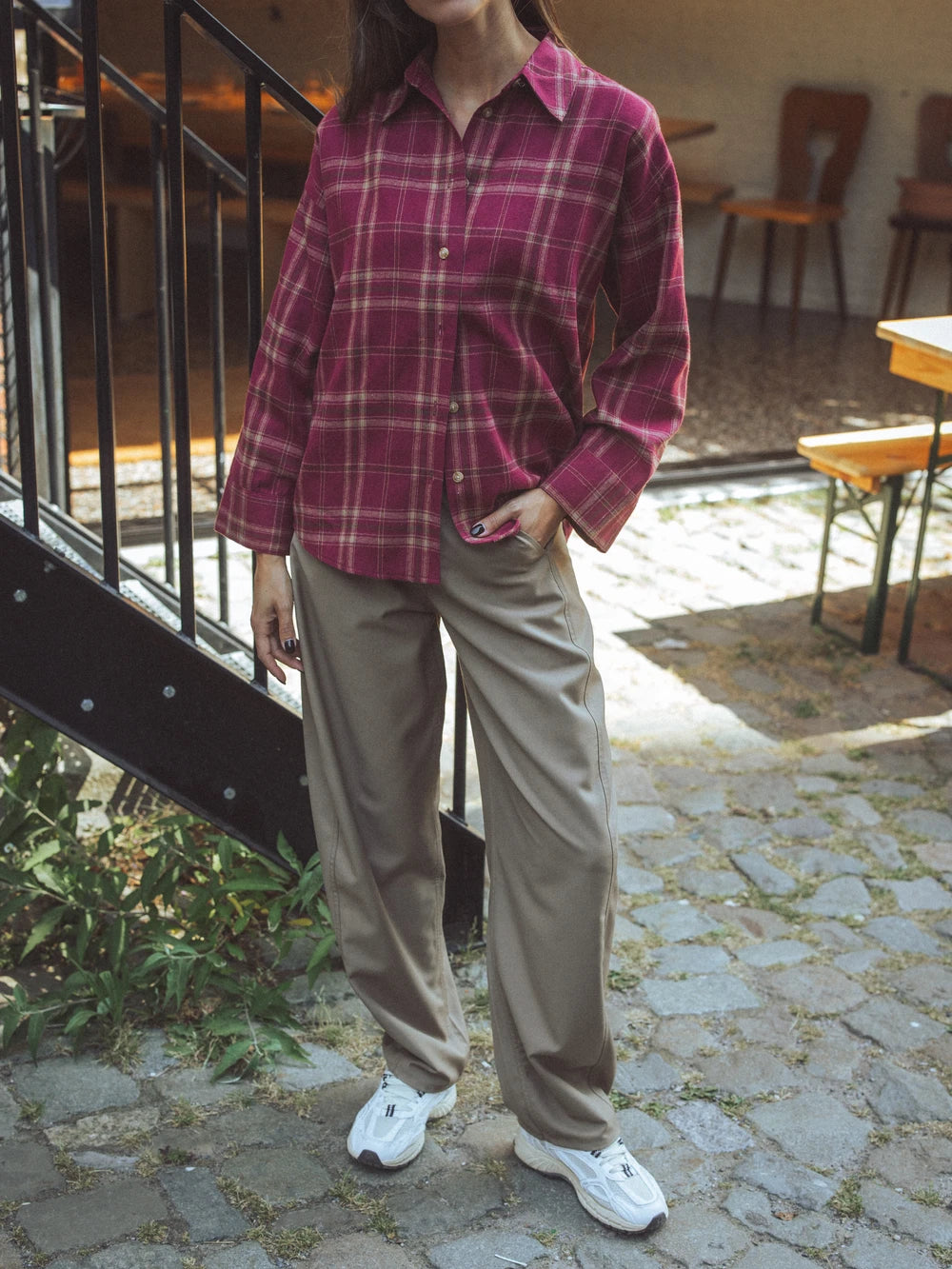 Red Oversized Check Shirt