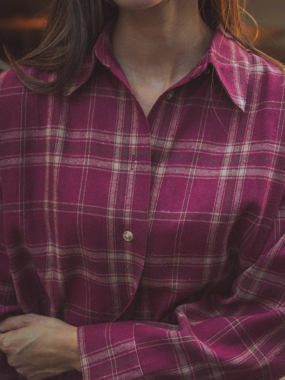 Red Oversized Check Shirt