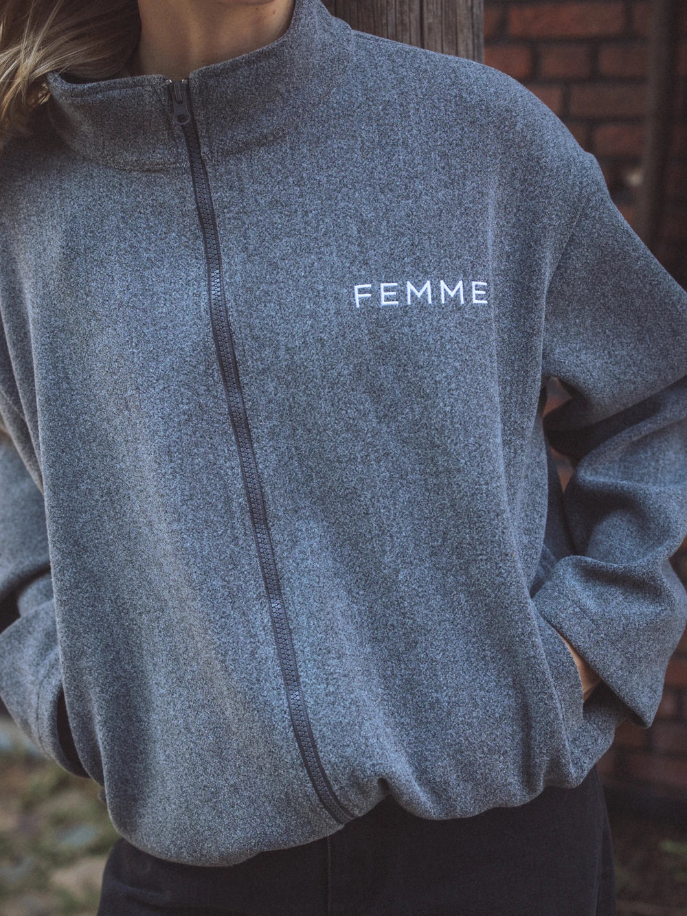 Grey Fleece Zip Jacket
