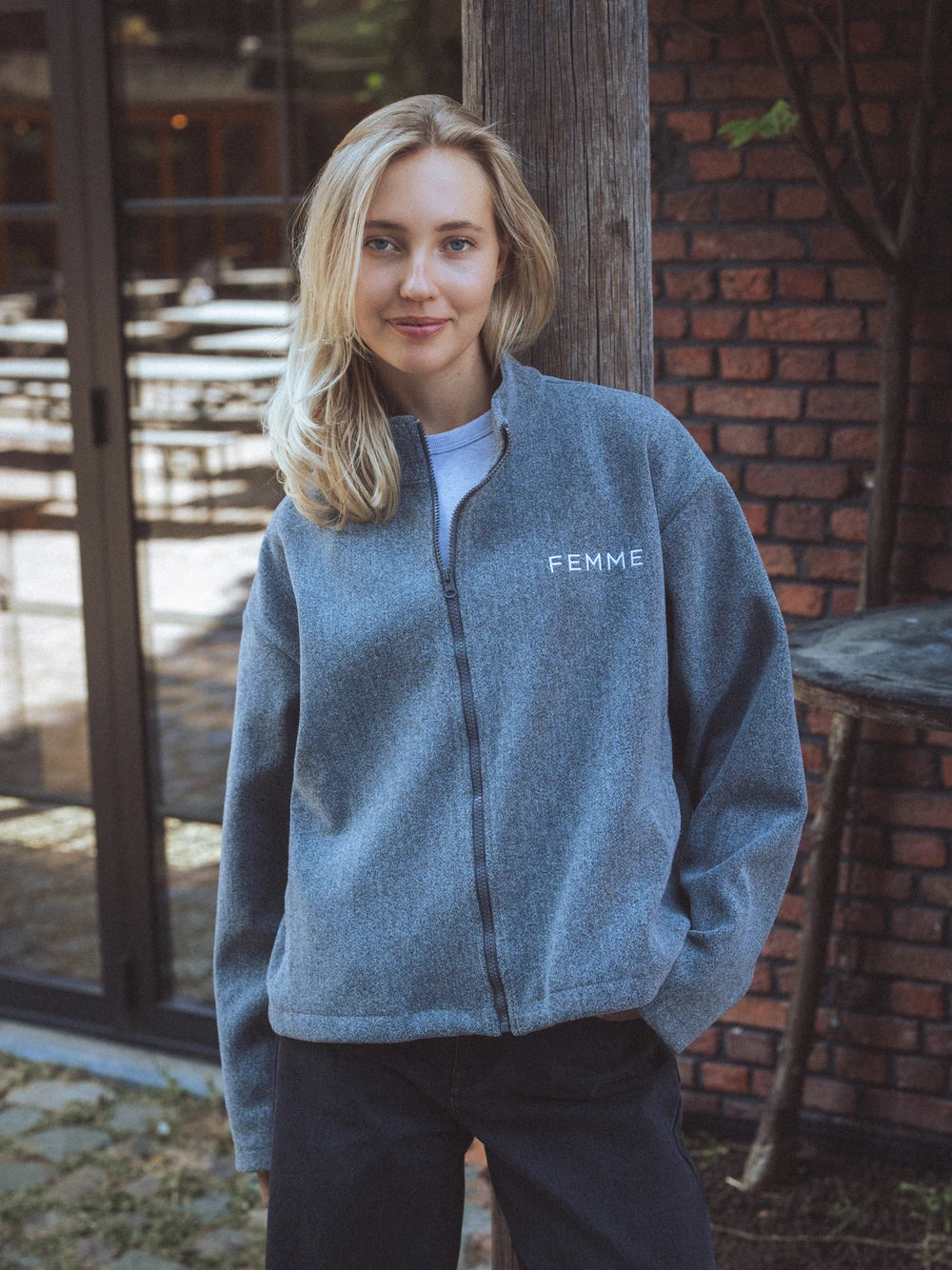 Grey Fleece Zip Jacket