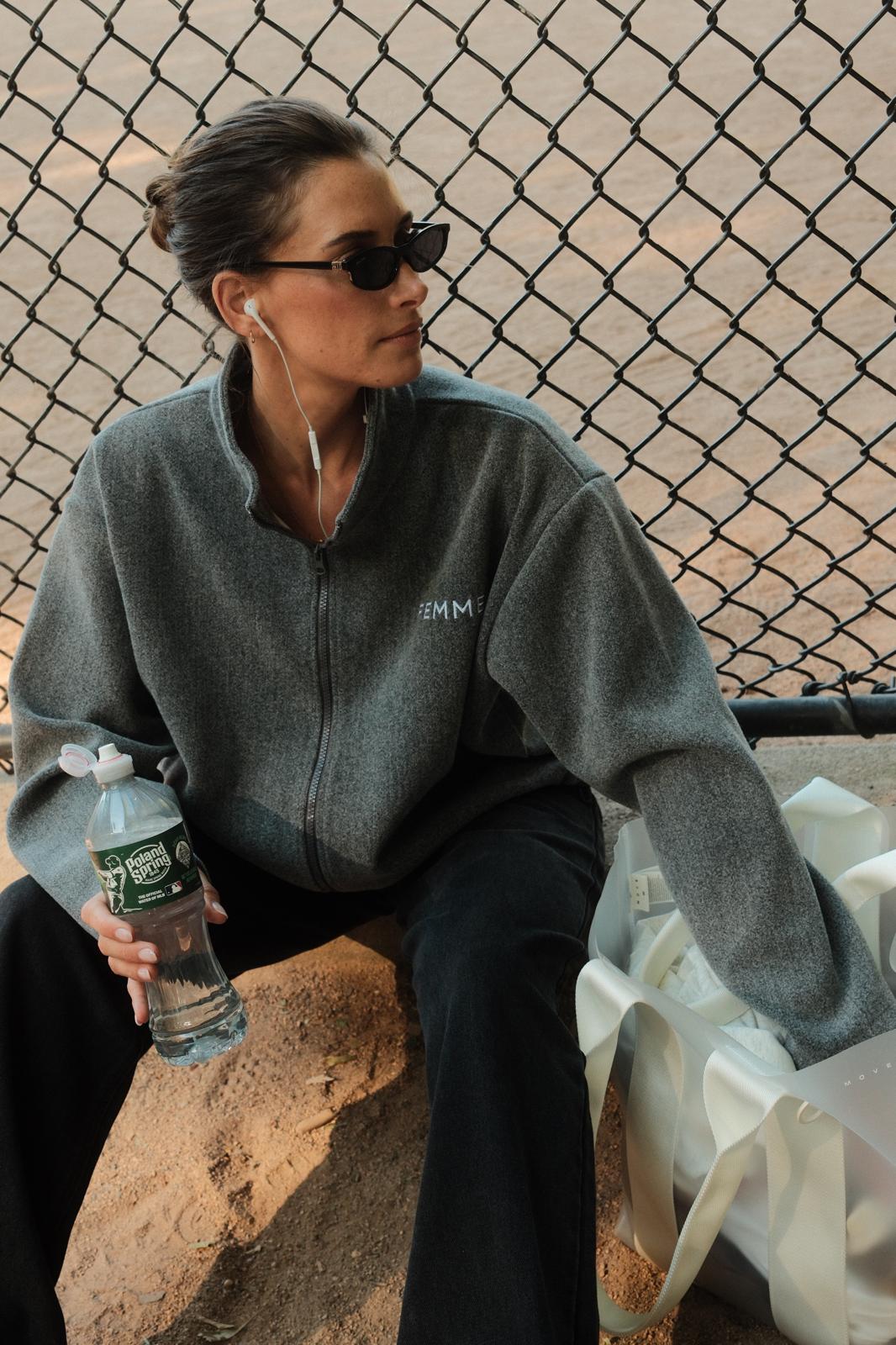 Grey Fleece Zip Jacket