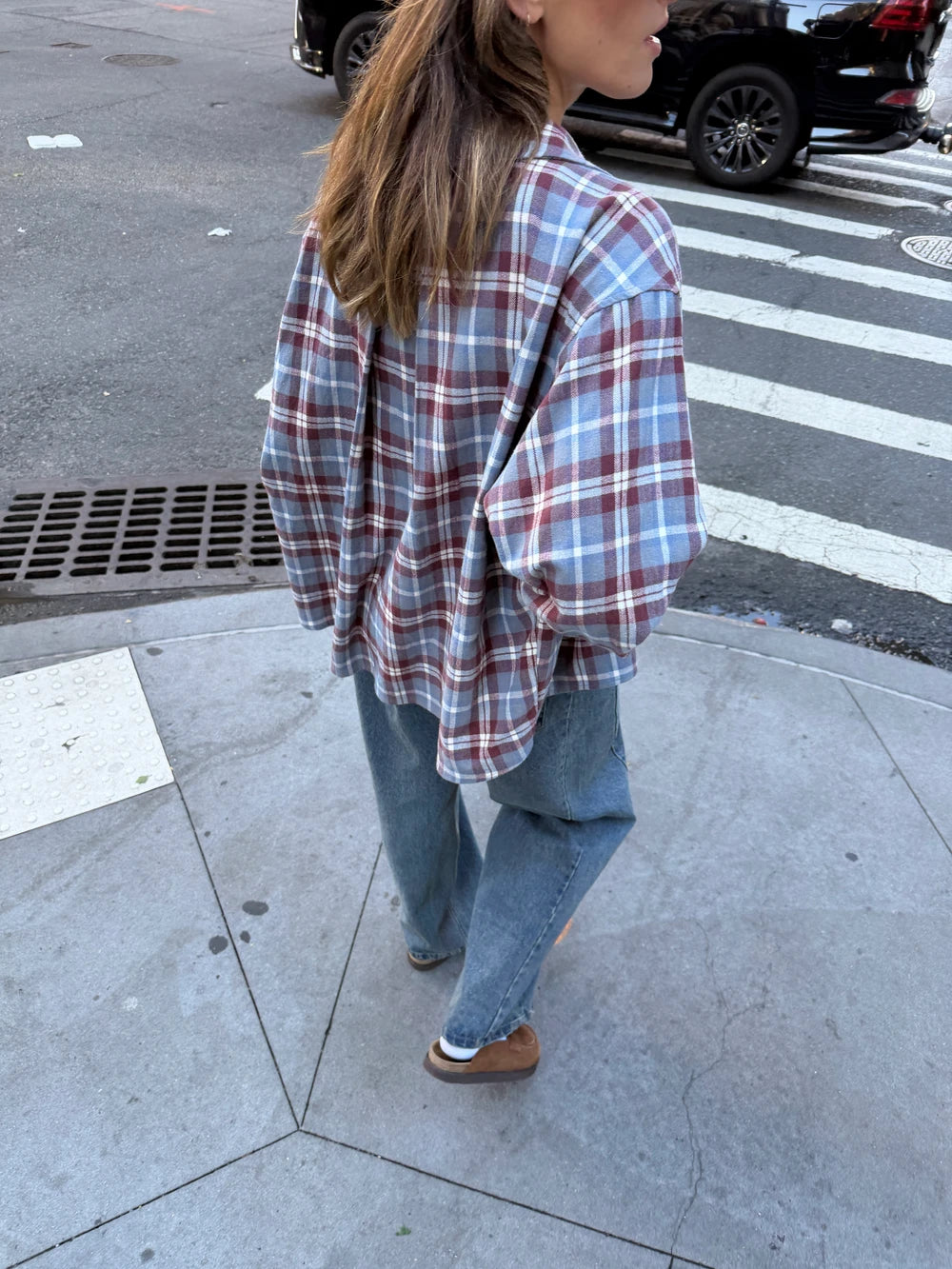 Blue Oversized Check Shirt