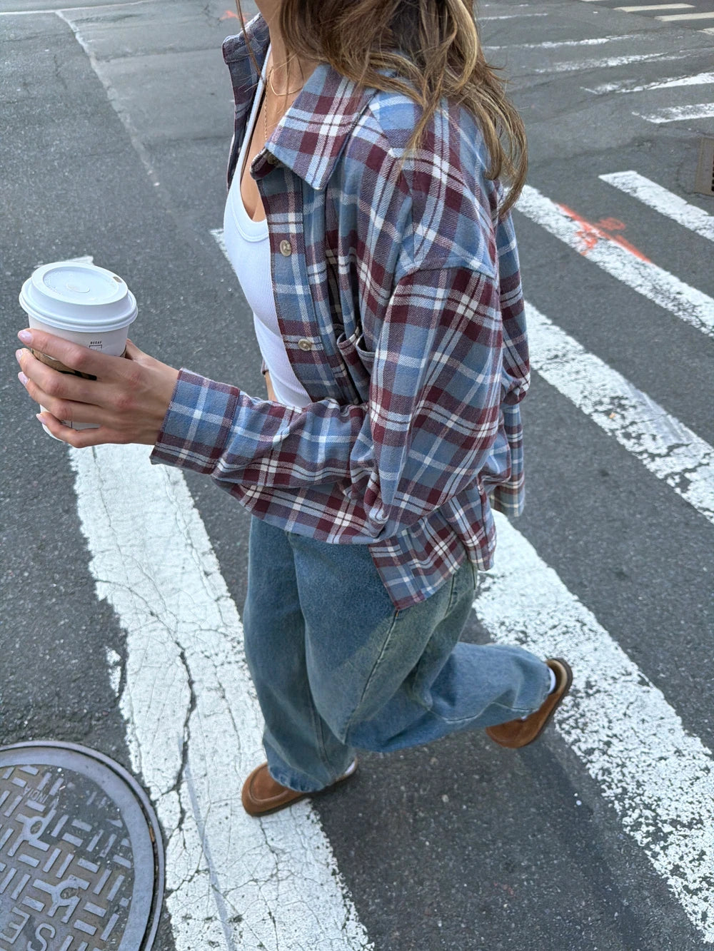 Blue Oversized Check Shirt