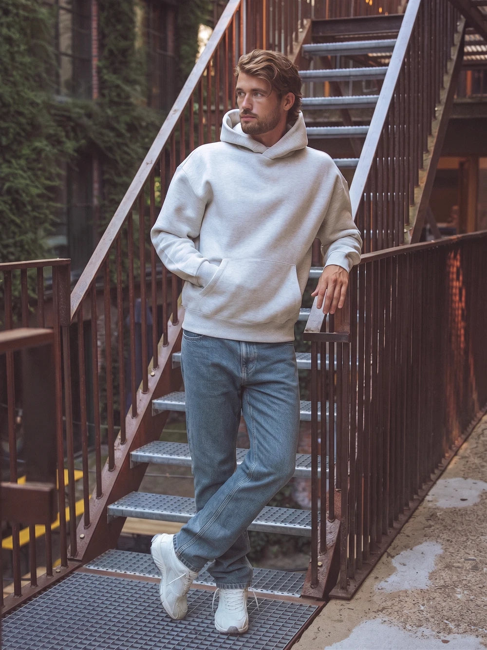 Hellgrauer Oversized Hoodie
