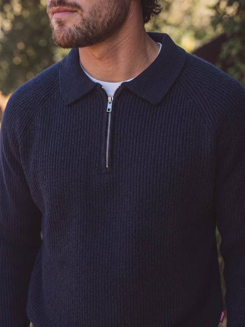 Marineblauer Oversize-Polopullover