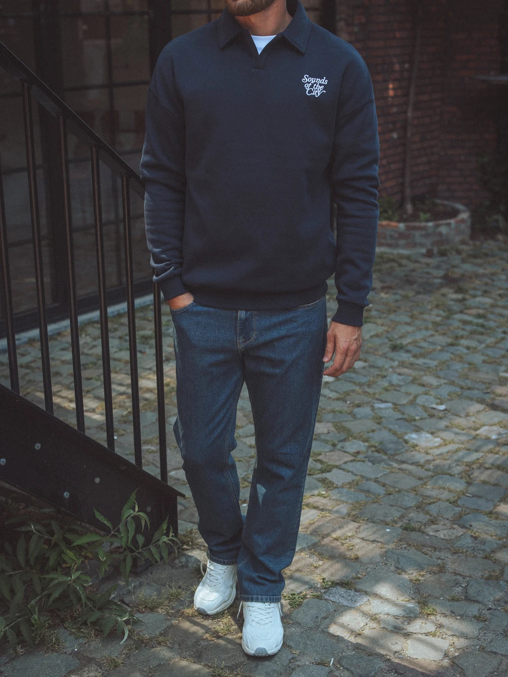 OVERSIZED POLO-SWEATSHIRT IN NAVY