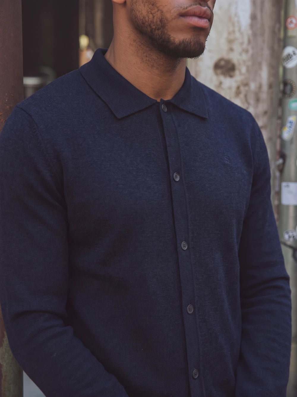 Navy Wool Cardigan
