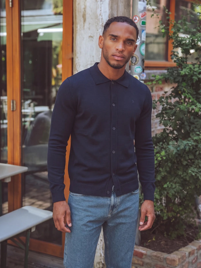 Navy Wool Cardigan
