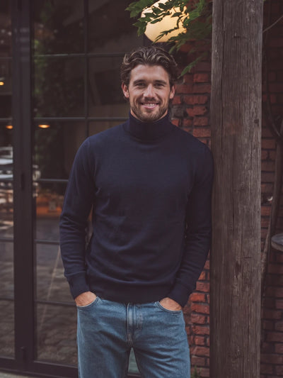Navy Wool Turtleneck