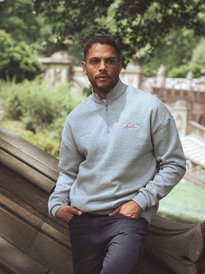 Grey Brooklyn Halfzip Sweater