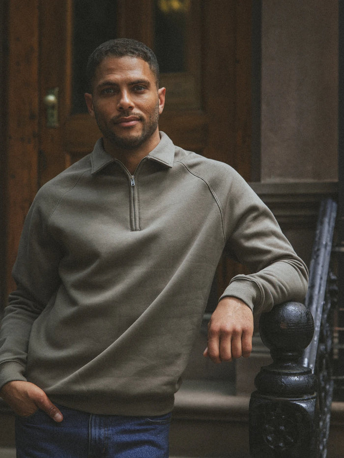 Dark Brown Zipper Polo Sweater