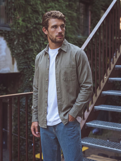 Olive Textured Cotton Shirt