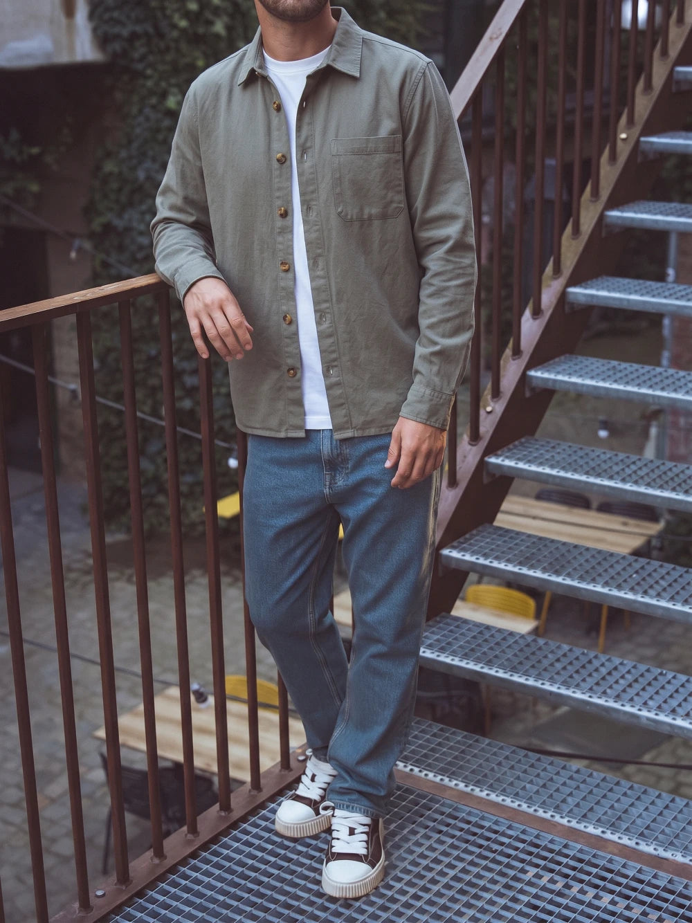 Olive Textured Cotton Shirt
