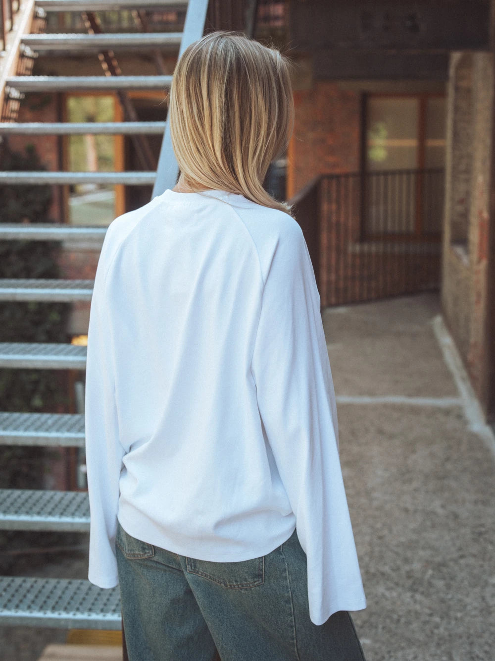 White Raglan Long-Sleeve T-shirt