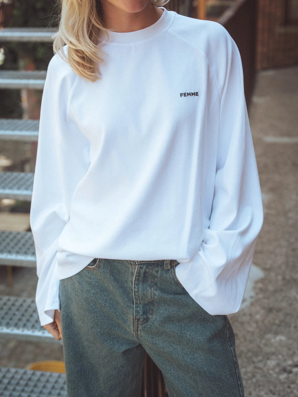 White Raglan Long-Sleeve T-shirt