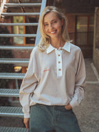 Melange Brown Oversized Polo Sweater
