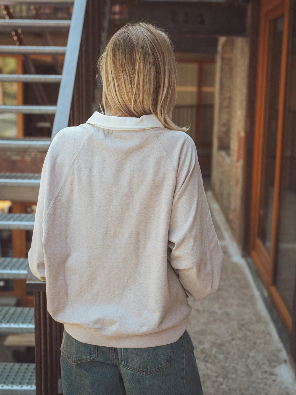 Melange Brown Oversized Polo Sweater