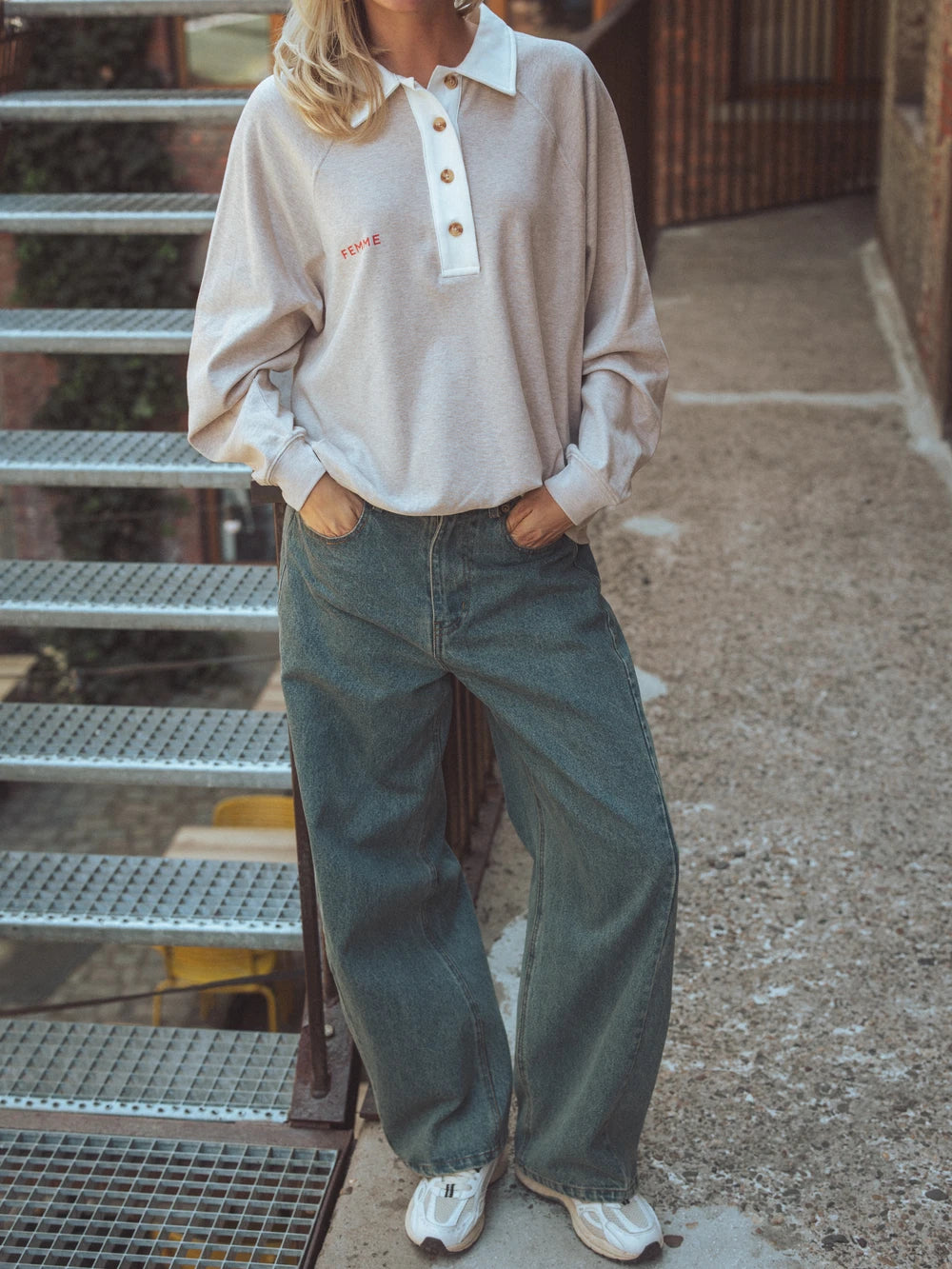 Melange Brown Oversized Polo Sweater