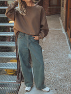 Brauner Oversize-Pullover für Damen