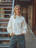 Creme Oversized-Sweater für Damen