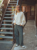 Creme Oversized-Sweater für Damen