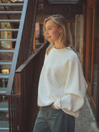 Creme Oversized-Sweater für Damen