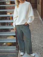 Creme Oversized-Sweater für Damen