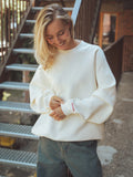 Creme Oversized-Sweater für Damen