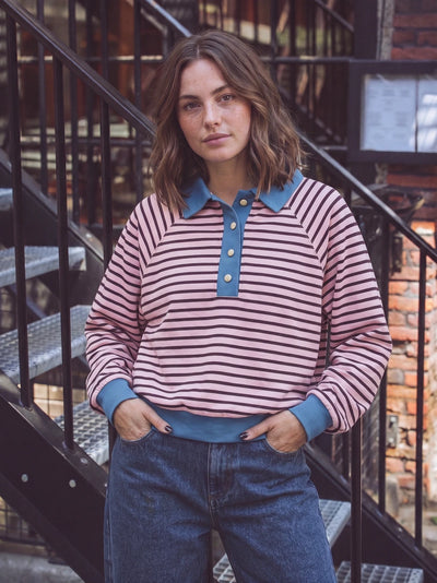 Pink Striped Oversized Polo