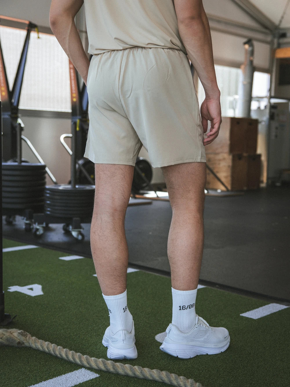 Beige Basic Sports Shorts