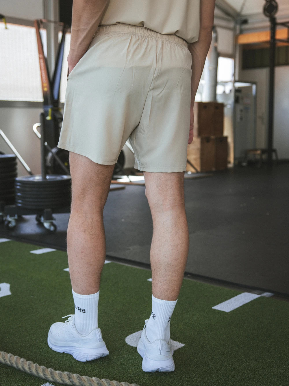 Beige Basic Sports Shorts