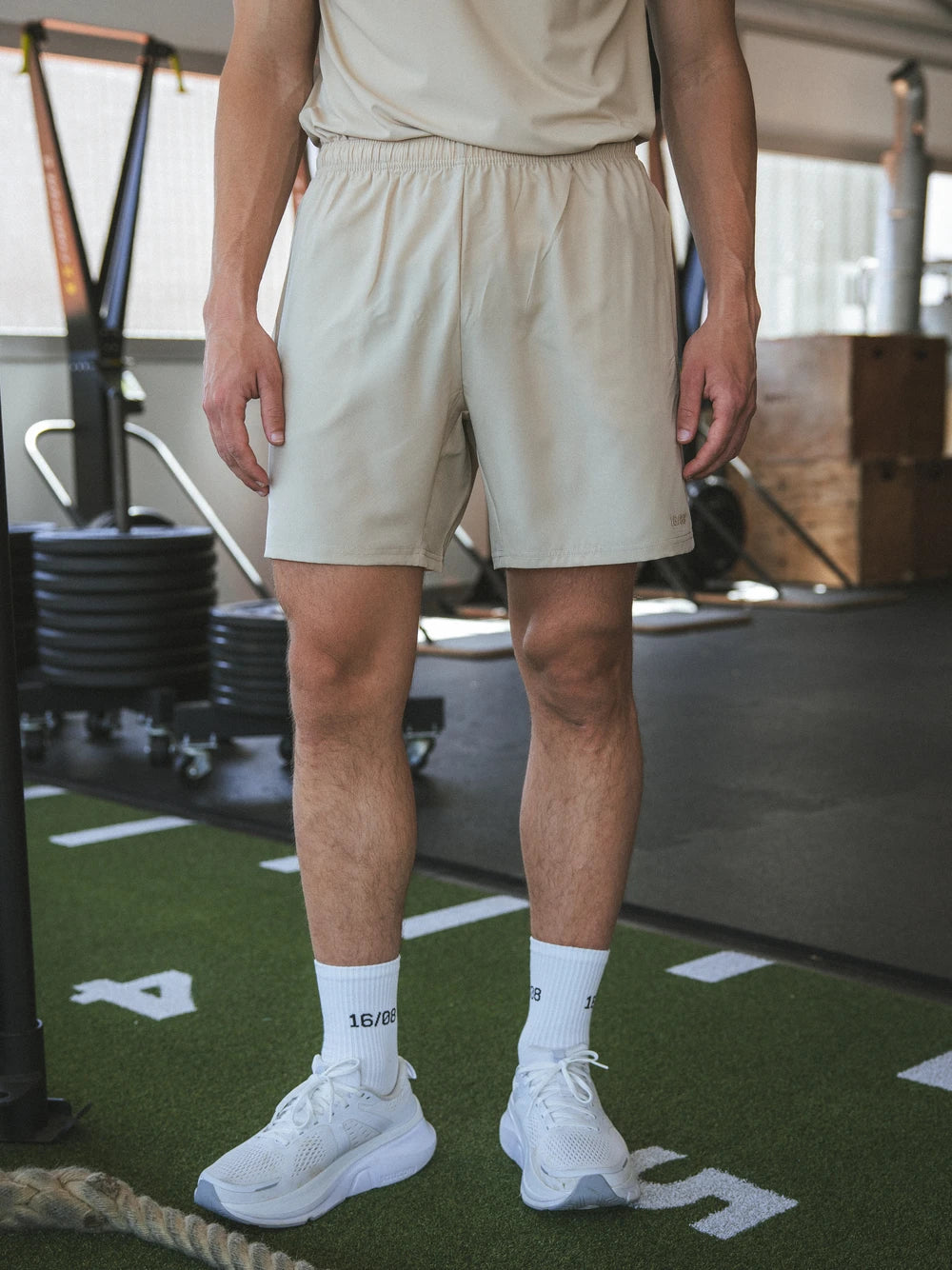 Beige Basic Sports Shorts