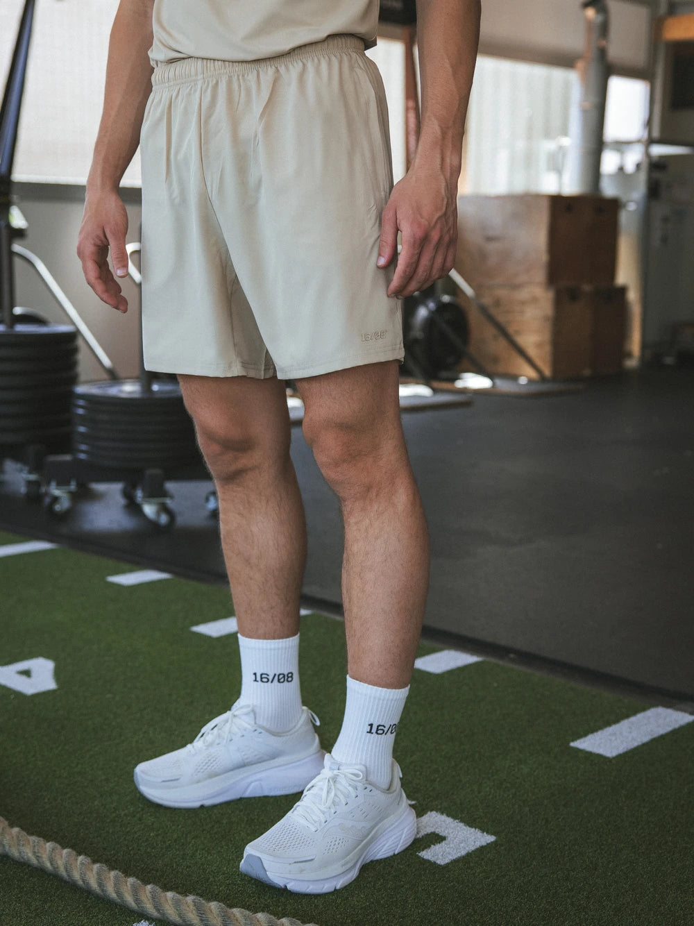 Beige Basic Sports Shorts