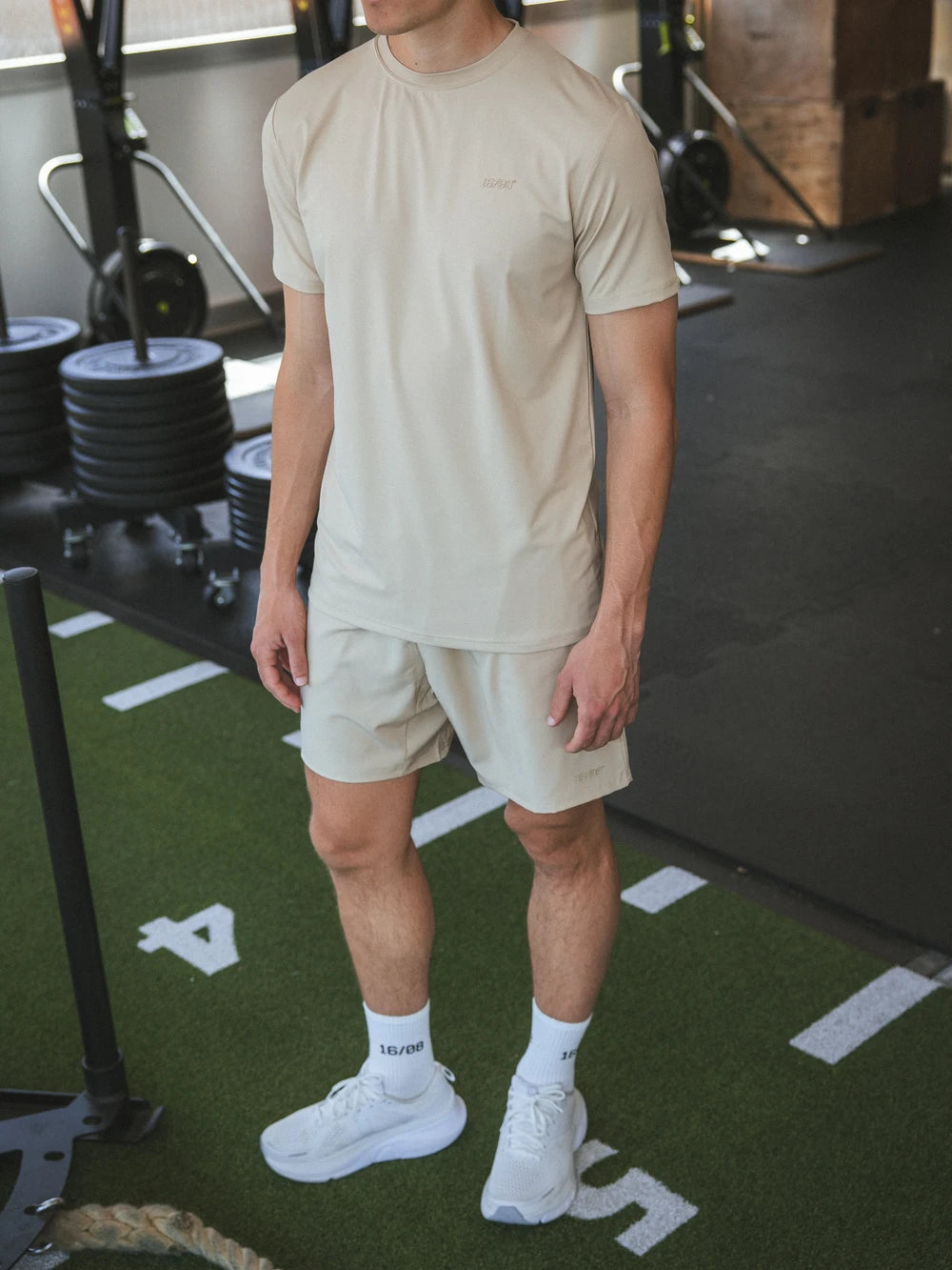 Beige Basic Sports Shorts