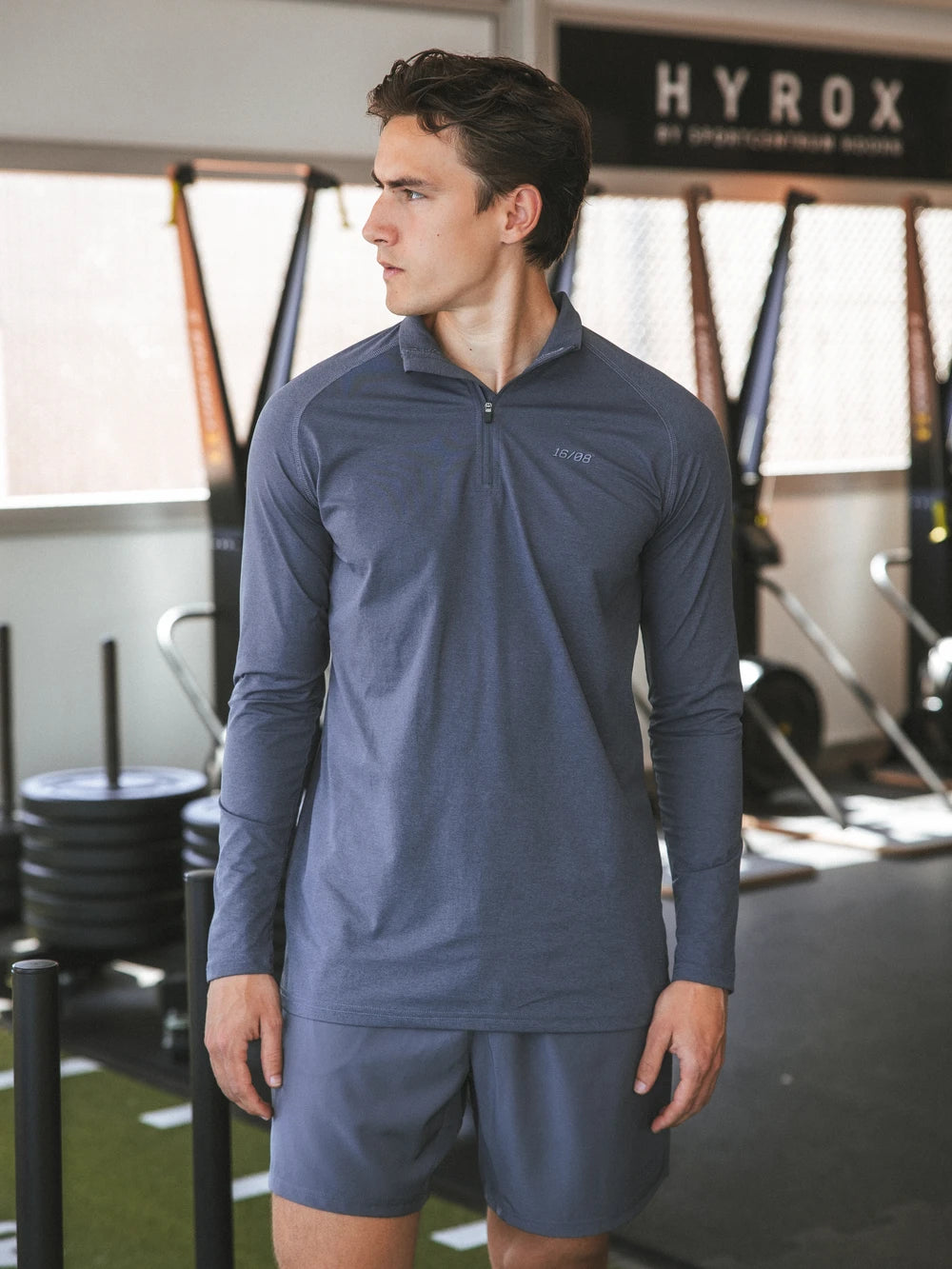Graublaues Sport-Half-Zip