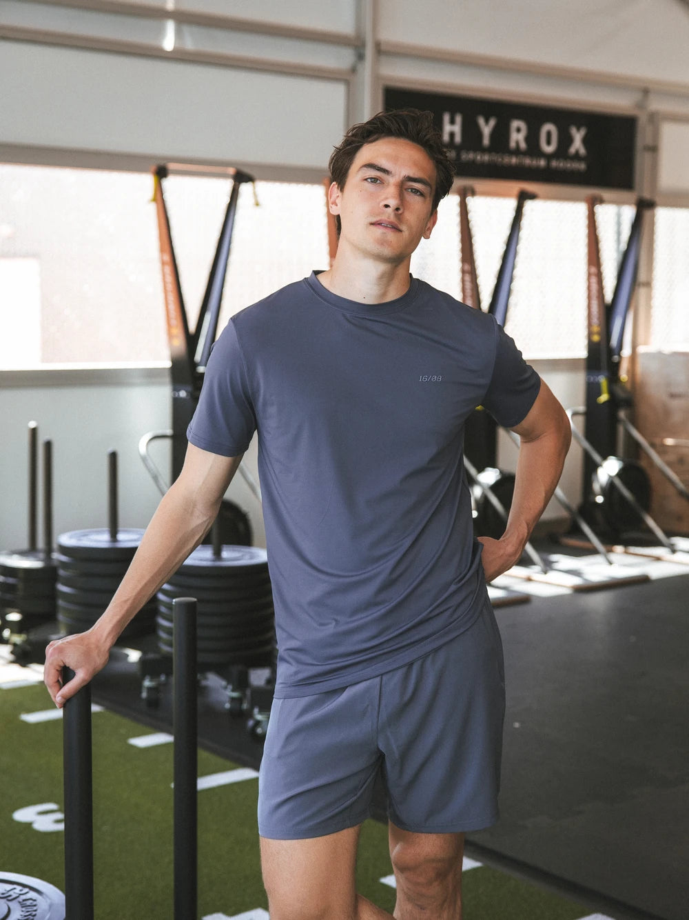 Grayish Blue Basic Sport T-shirt