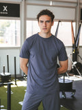 Grijsblauw effen sport T-shirt