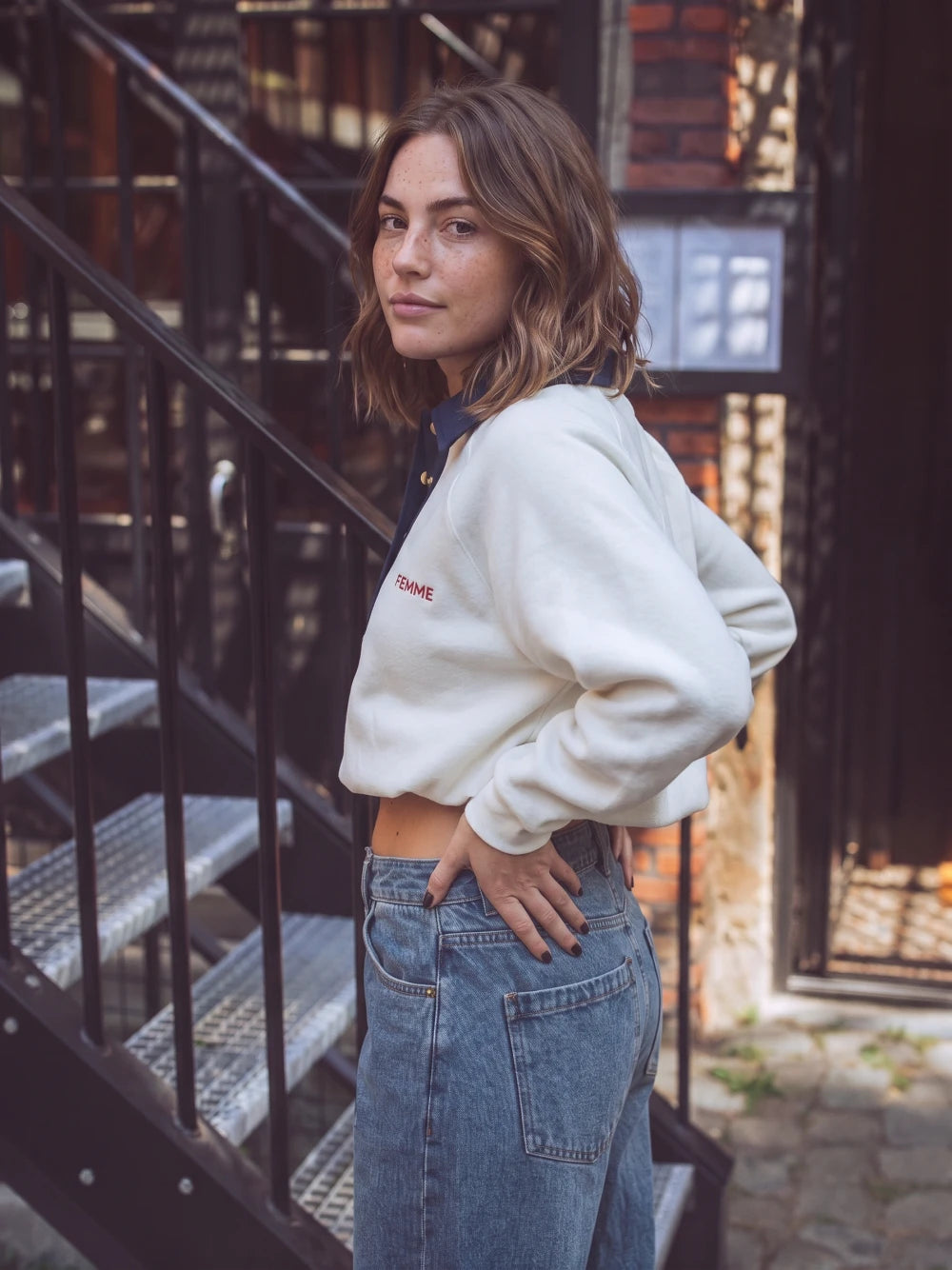 White Femme Polo Sweater