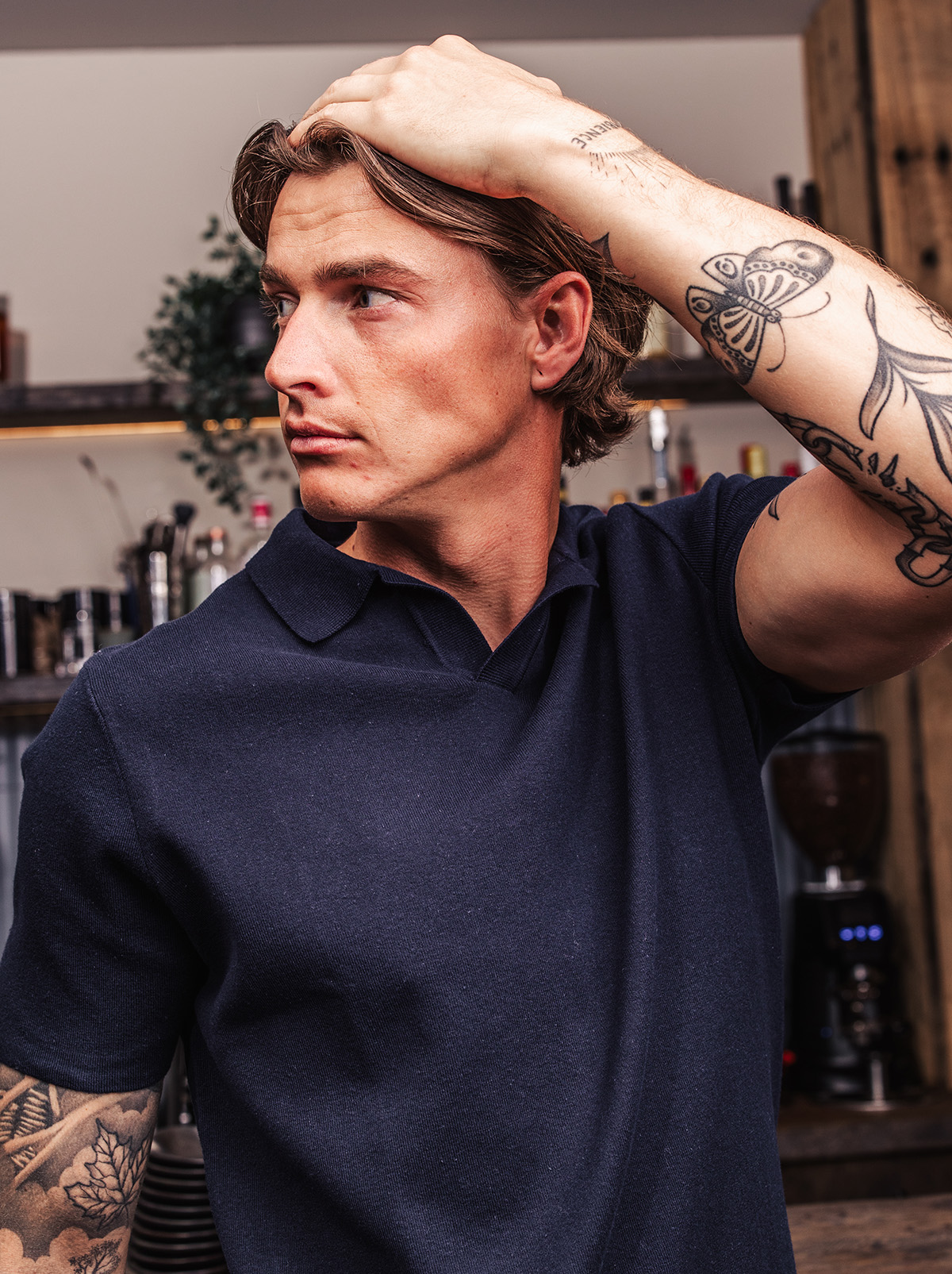 Navy Knitted Polo 1608 WEAR