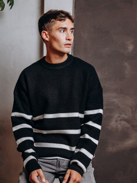 Black Stripe Oversized Sweater