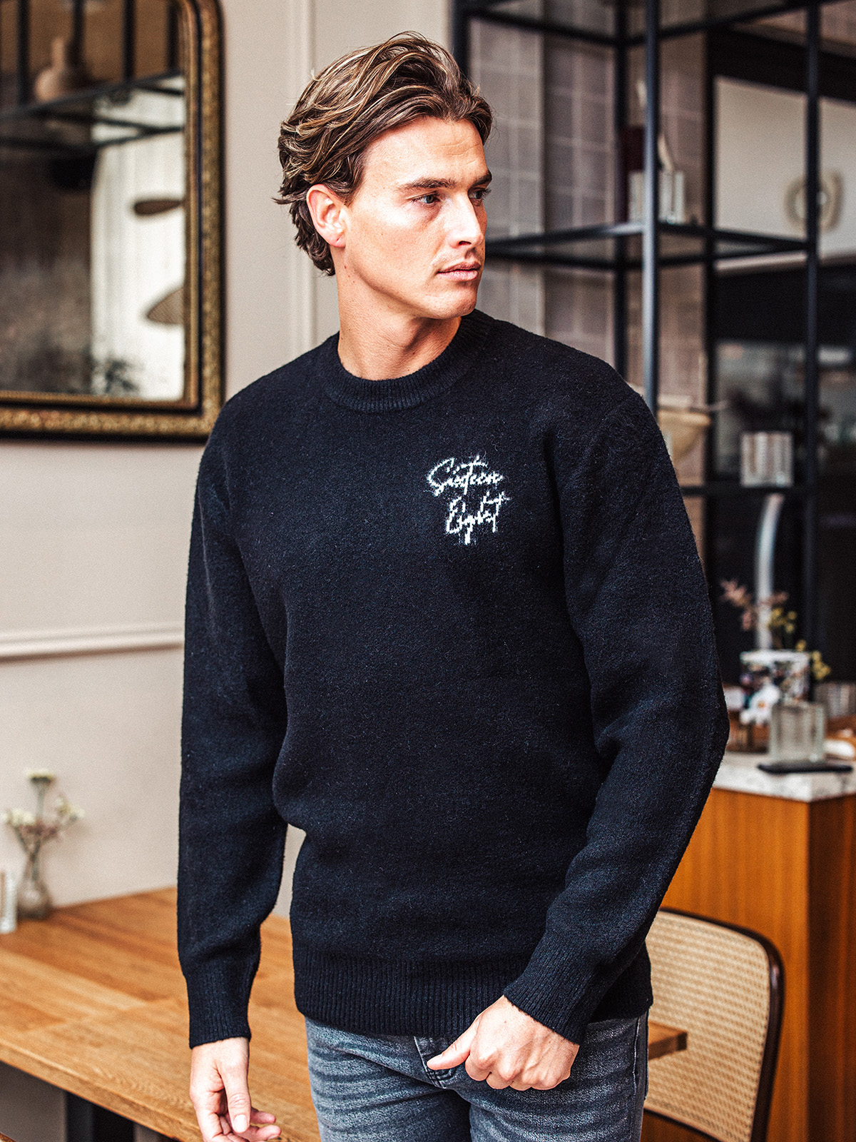 Black Knitted Signature Sweater 1608 WEAR