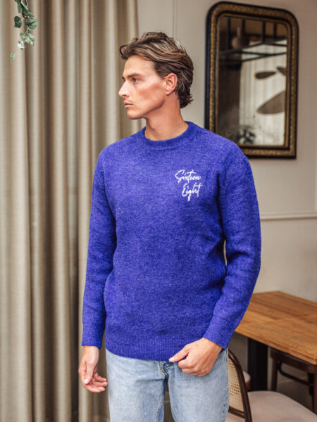 Blue Knitted Signature Sweater