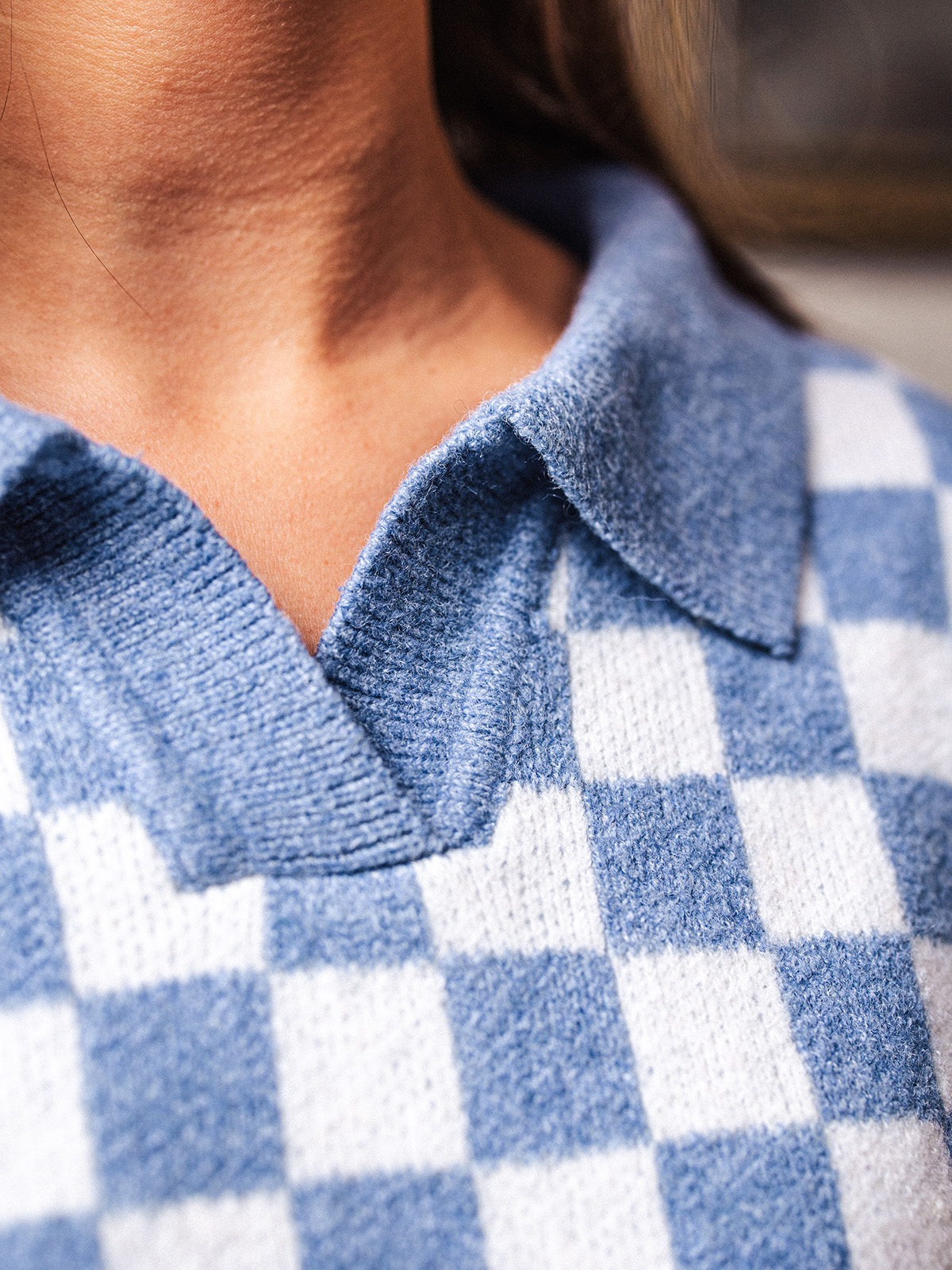 Fall Flavours Polo Sweater Blue/White 1608 WEAR