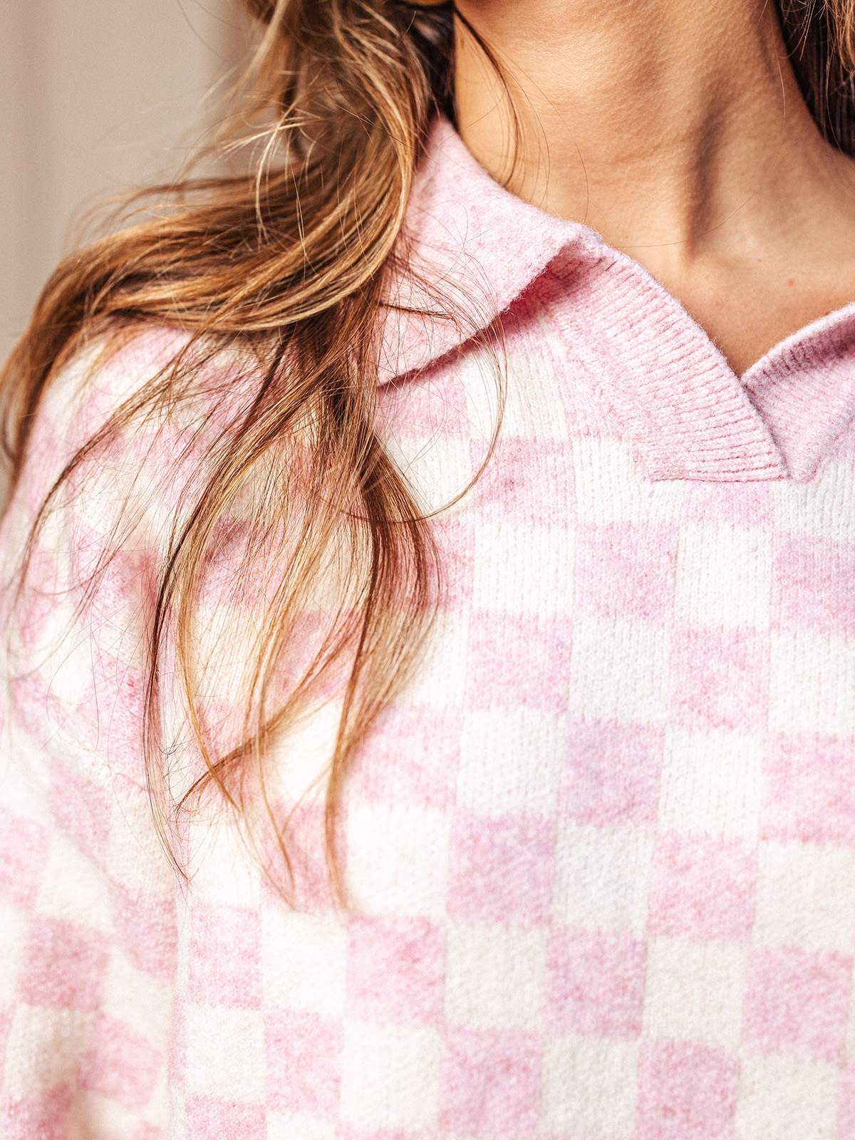 Fall Flavours Polo Sweater Pink/White 1608 WEAR