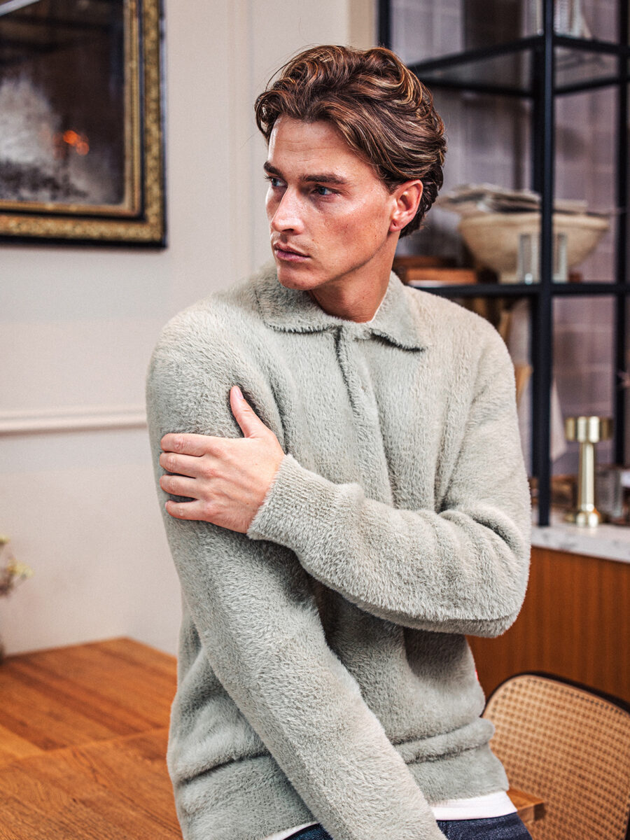 Olive Fluffy Sweater 1608 WEAR
