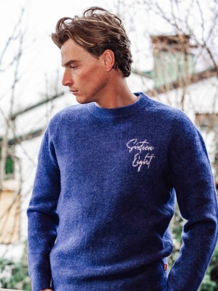 Blue Knitted Signature Sweater