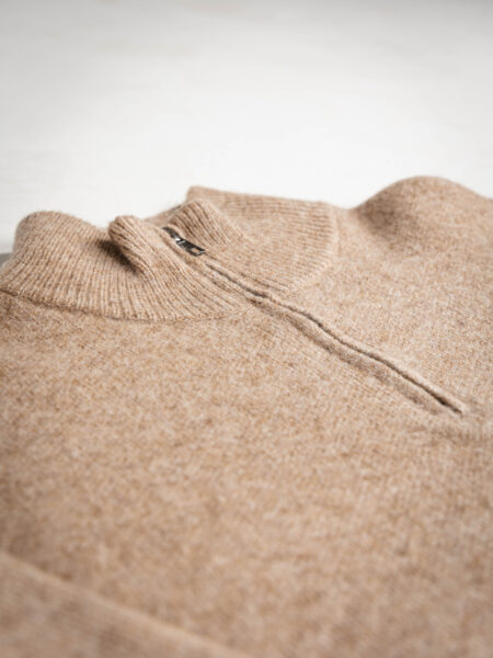Brown Texture Zipper Sweater