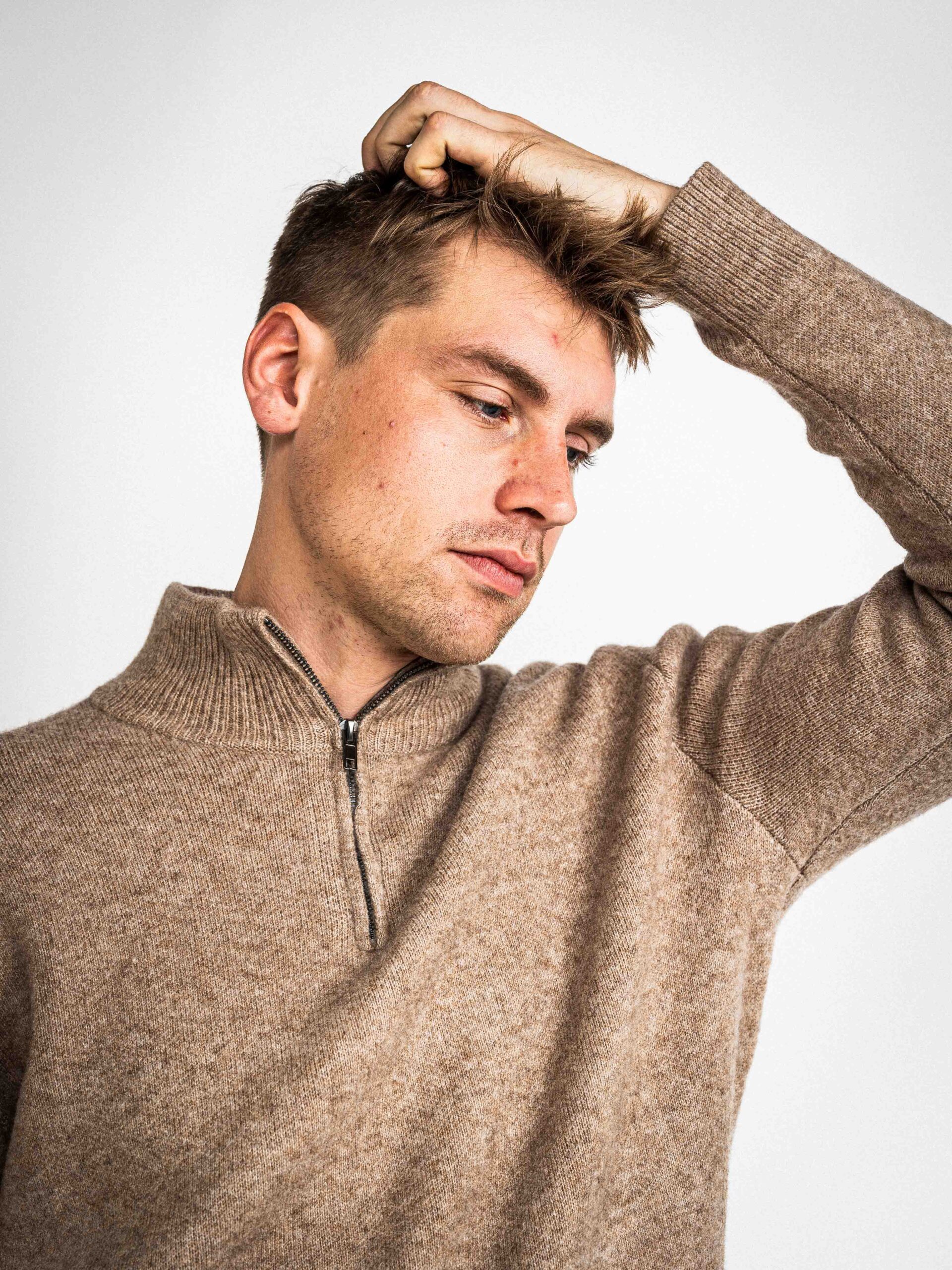 Brown Texture Zipper Sweater 1608 WEAR
