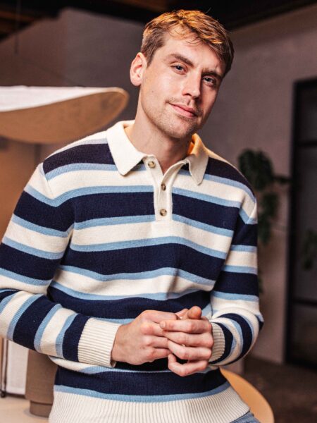 Blue Stripe Knitted Sweater